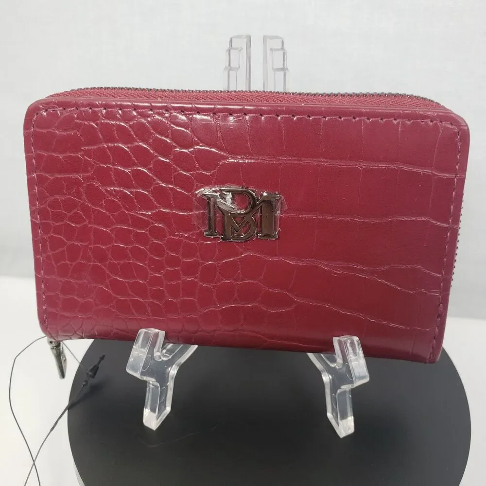 Badgley Mischka Croco Coin Purse Vegan Leather Wine  NWT